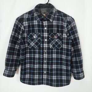 Freedom Foundry Boys Black Plaid Shirt Jacket Fleece Lined Size Small(7/8)